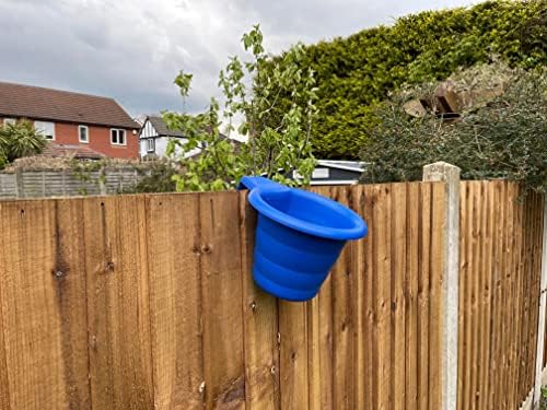 Over Fence Planter LARGE Pack of 4 BLUE Hanging Plant Flower Pots for Fence Balcony (Blue)