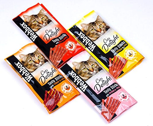 Webbox Cats Delight Tasty Sticks Chews Treats Variety Pack 4 x 6 (24 Sticks)