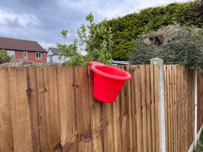 Over Fence Planter LARGE Pack of 4 RED Hanging Plant Flower Pots for Fence Balcony (Red)