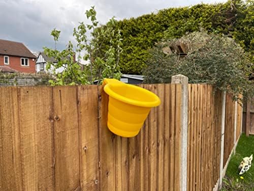 Over Fence Planter LARGE Pack of 4 YELLOW Hanging Plant Flower Pots for Fence Balcony (Yellow)