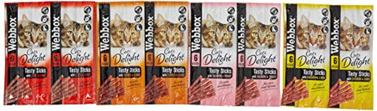 Webbox Cats Delight Tasty Sticks Chews Treats Variety Pack 12 x 6 (72 Sticks)