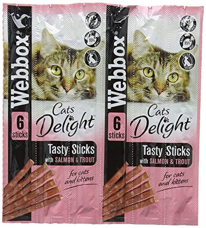 Webbox Delight Cat Sticks Salmon and Trout, 30 g, Pack of 12