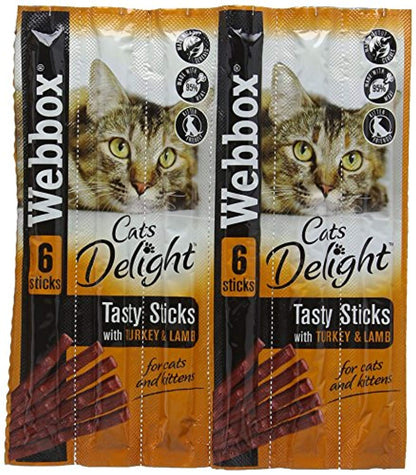 Webbox Delight Cat Sticks Turkey and Lamb, 30 g, Pack of 12